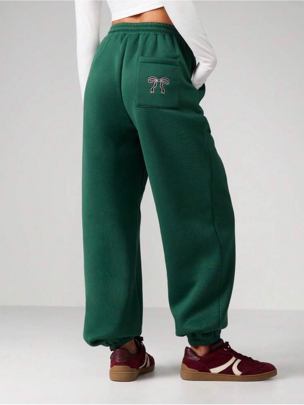 🆕🎀 Forest Green Wide-Leg Joggers w Bow Pockets